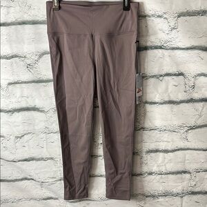 Mono B Taupe High-Waisted Cropped Leggings with Lycra. Size L NWT